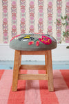 Embroidered Bees Footstool