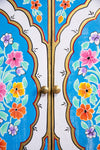 Blue Floral Hand Painted Wooden Cabinet