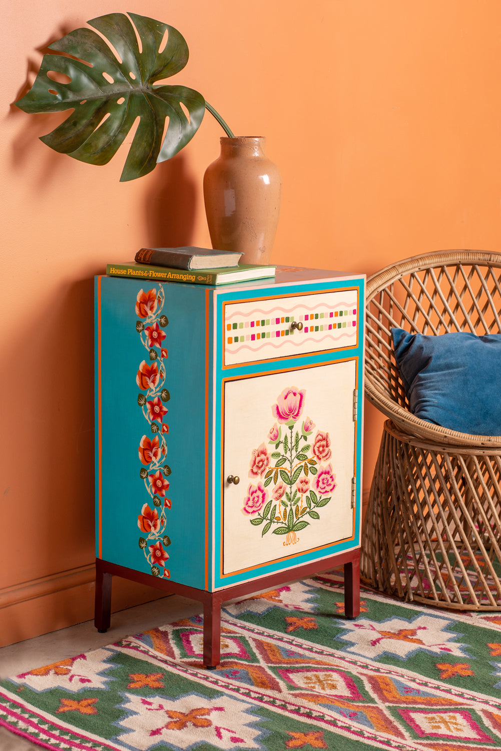 English Rose Hand Painted Cabinet