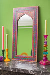 Purple Highly Decorative Arched Wooden Mirror with Mehandi Work
