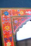 Orange Hand Painted Arched Wooden Mirror (read description)