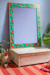 Striking Blue Floral Hand Painted Mirror