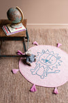 Pink Lion 100% Recycled Cotton Baby Rug with Tassels