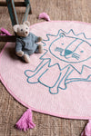 Pink Lion 100% Recycled Cotton Baby Rug with Tassels