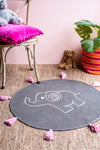 Charcoal Elephant 100% Recycled Cotton Baby Rug with Tassels