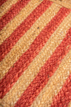 Scalloped Edge Red Striped Jute Rug