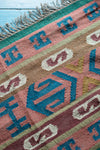 Pink & Blue Striped Wool and Jute Rug