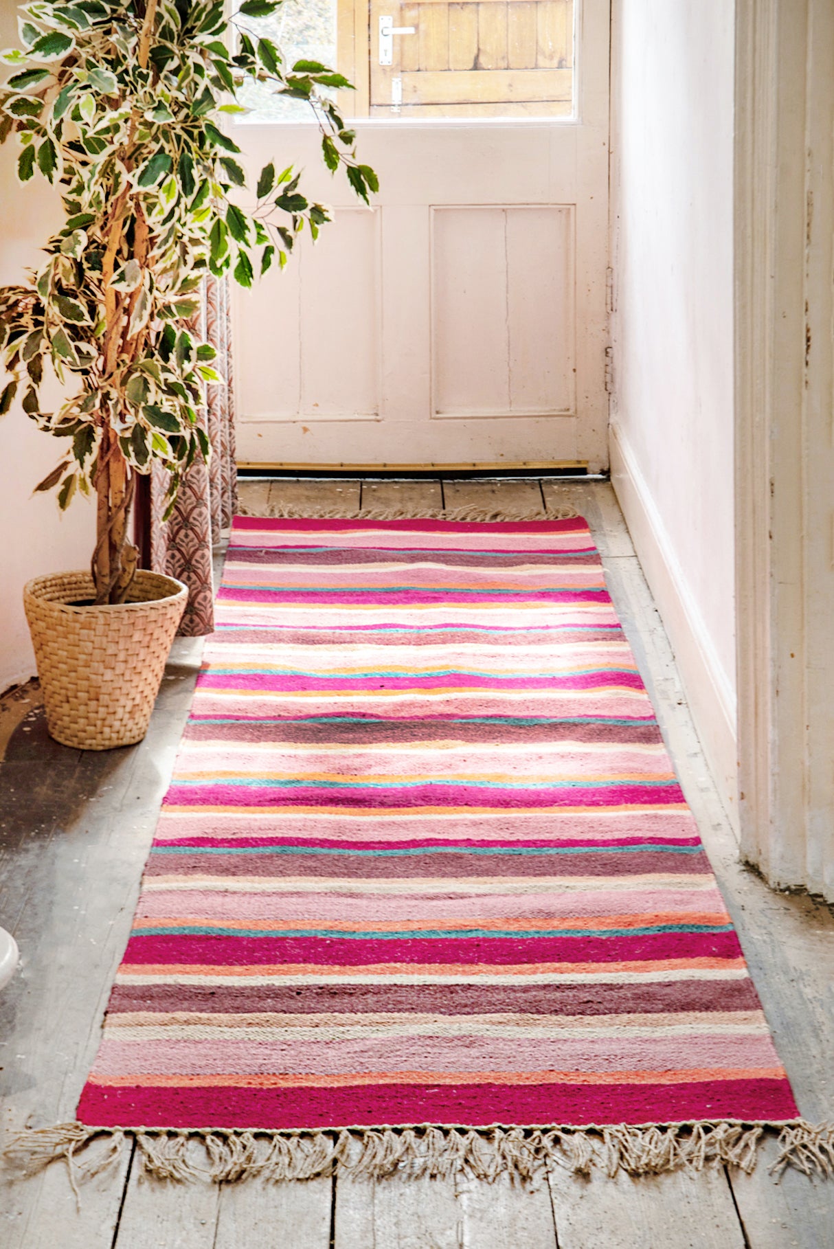 Myrtle Wool & Jute Striped Runner Rug Ian Snow Ltd