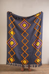 Evsa Cotton Tufted Woven Throw on  Navy Blue Base