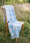 Pale Blue 100% Recycled Gingham Throw