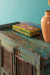 Blue Wooden Vintage Cabinet <p>W:80cm D:36cm H:90cm </p>