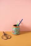Vintage Hand Painted Wooden Pot (Re-worked) - 183