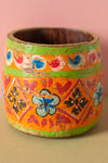 Vintage Hand Painted Wooden Pot (Re-worked) - 191