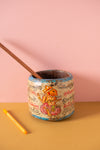 Vintage Hand Painted Wooden Pot (Re-worked) - 196