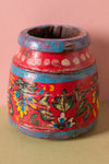 Vintage Hand Painted Wooden Pot (Re-worked) - 232