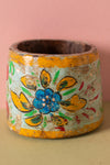 Vintage Hand Painted Wooden Pot (Re-worked) - 259