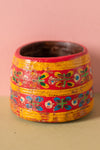 Vintage Hand Painted Wooden Pot (Re-worked) - 271