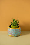 Vintage Hand Painted Wooden Pot (Re-worked) - 289