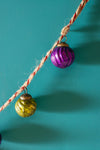 Garland with 20 Small Frosted Metallic Glass Baubles