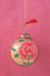 Gold Kashmiri Bauble with Hand Painted Rose Design