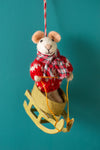 Felt Mouse on a Sled Decoration