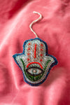 Blue Hamsa Hand Embroidered Hanging Ornament