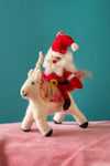 Felt Santa on a Unicorn Decoration