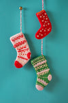 Trio of Embroidered Felt Stocking Decorations
