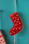 Trio of Embroidered Felt Stocking Decorations