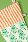 Green & Orange Block Print Stocking